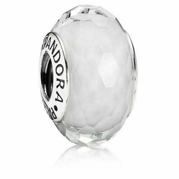 Pandora Jewelry - Pandora White Fascinating Faceted Murano Charm